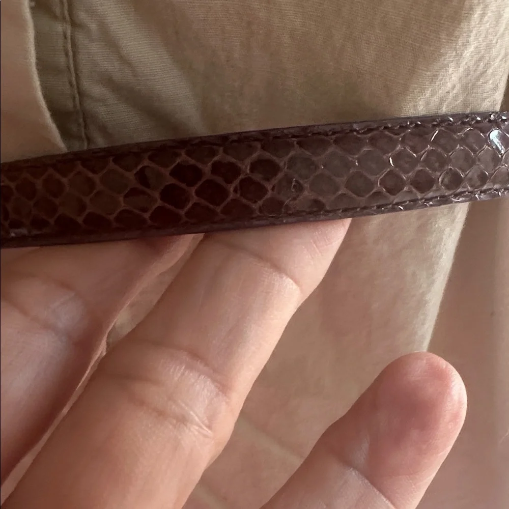 MILOR /ESPEYER Genuine Snakeskin Elegant Brown Belt with Gold Accents